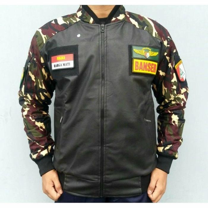 jaket BANSER /JAKET kulit BOMBER KOMBINASI doreng Nasional