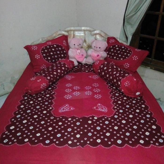 seprai batik solo jumputan merah maroon 160 x 200