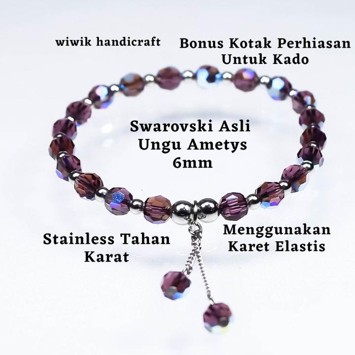 Gelang Swarovski/Gelang Swaroski kristal fusia Ungu Asli Terbaru