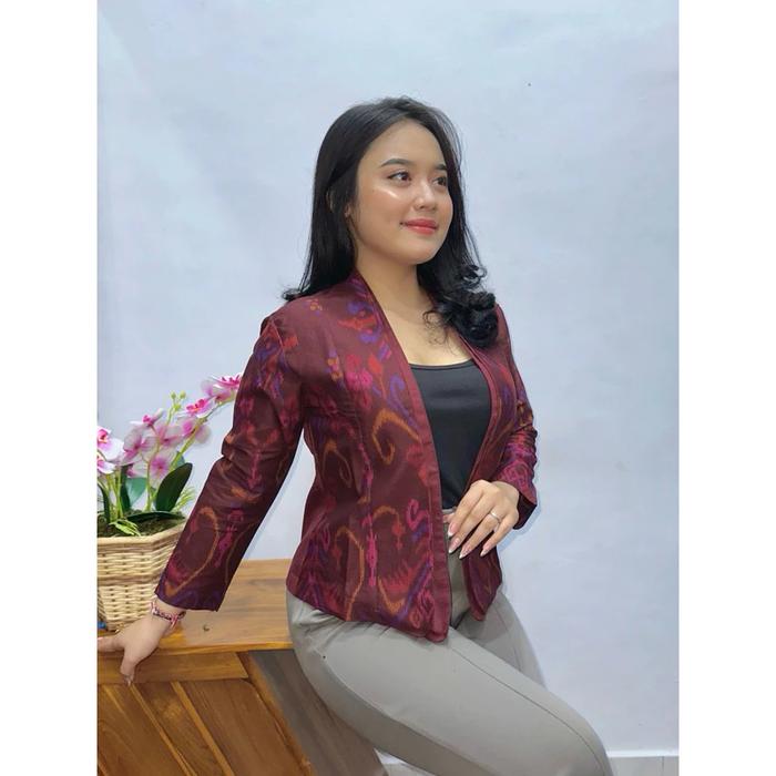 Blazer Motif Endek Bali Bahan Katun Berkualitas / Blazer Endek Bali