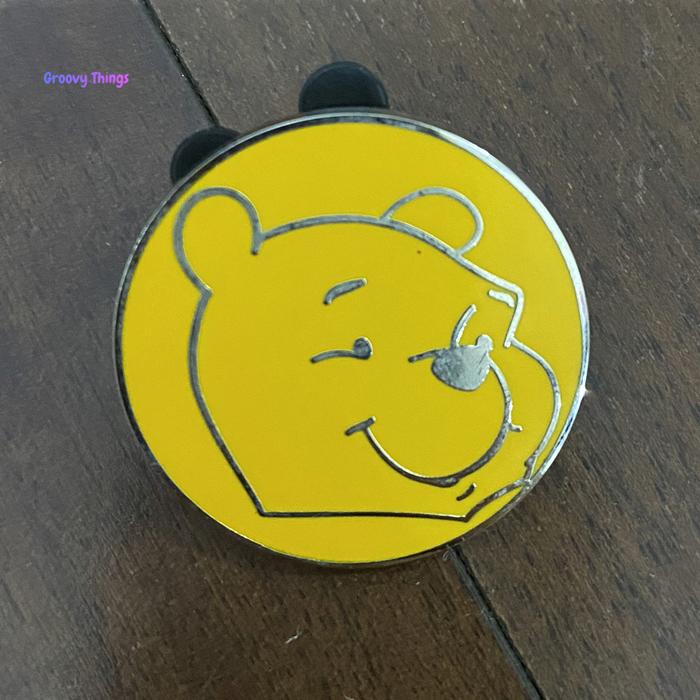 Pin Bros Winnie the Pooh Disney Pin, Pooh outline Yellow circle.