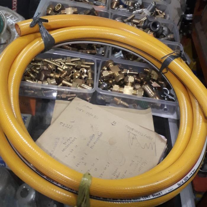 SELANG TOYOX KUNING 1/2" + nepel kuningan drat dalam 100 cm