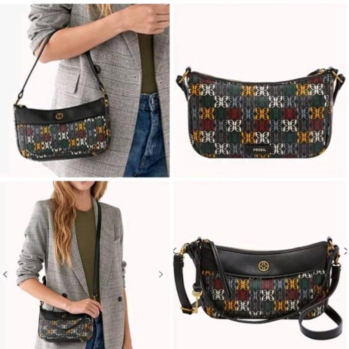 Fosil Skylar baguette crossbody bag black multi