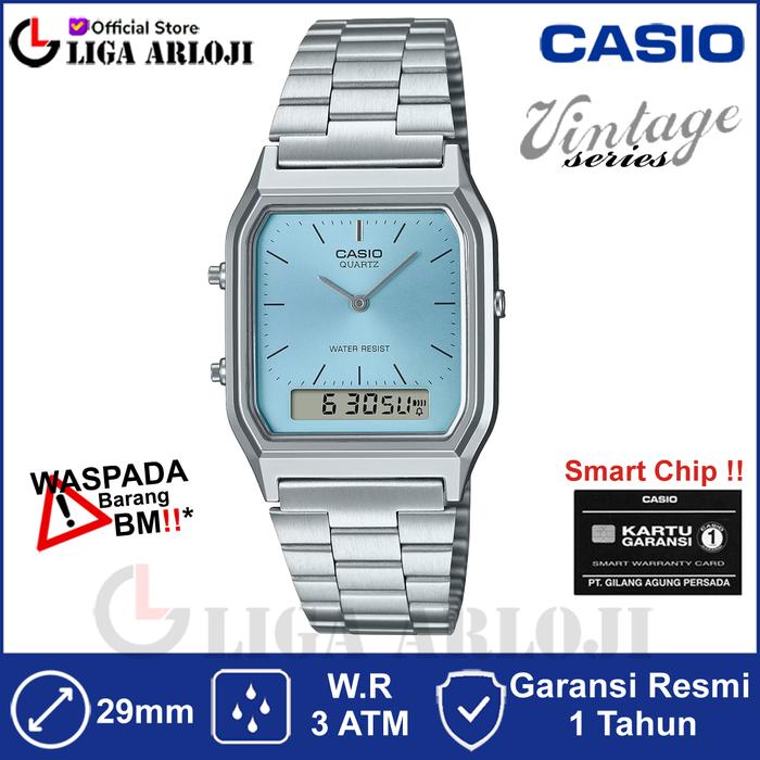 CASIO AQ-230A-2A1MQYDF Jam Tangan Unisex Stainless AQ-230A-2A1 AQ230A AQ 230A 2A1MQYDF