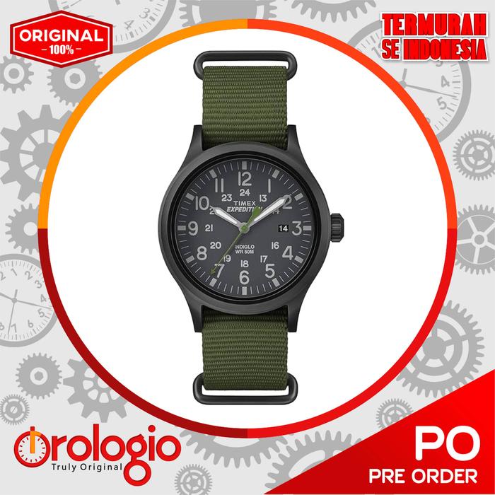 Jam tangan Timex Men's TW4B04700 Expedition Scout Leather Slip-Thru