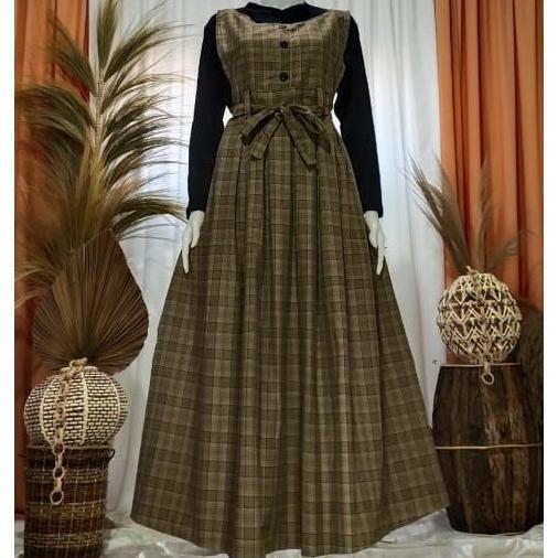 [COD] Overall Set Inner Dress JUMPSUIT Motif Kotak Remaja Premium