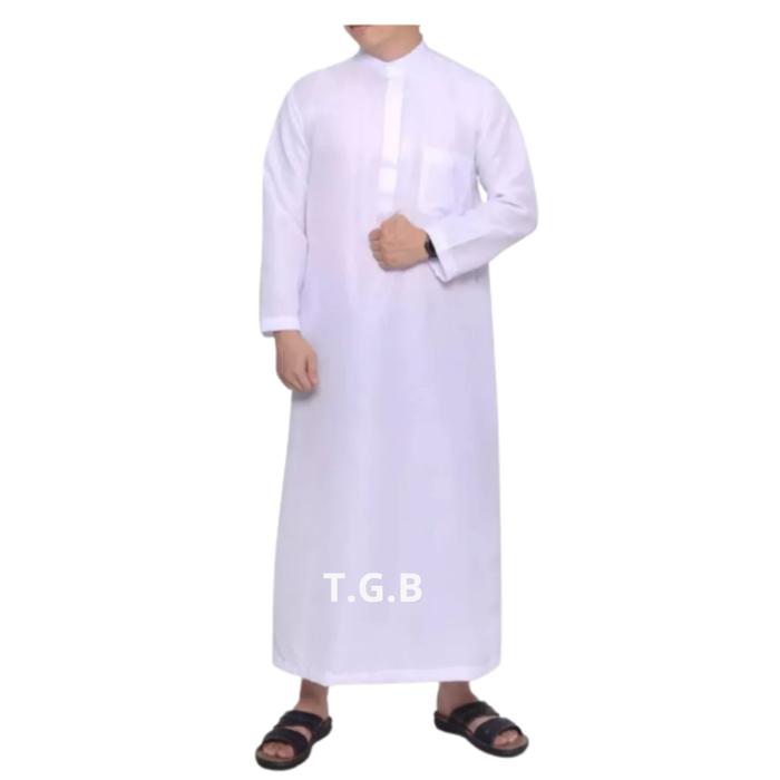 Jubah Gamis Pria Toko Garmen Bandung  Bahan Toyobo Premium Dingin/Adem Warna Putih