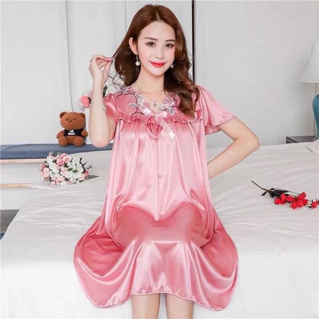 Daster Satin Murah Wanita 763 Panjang Jumbo Fit L XL Xxl Bigsize Canti