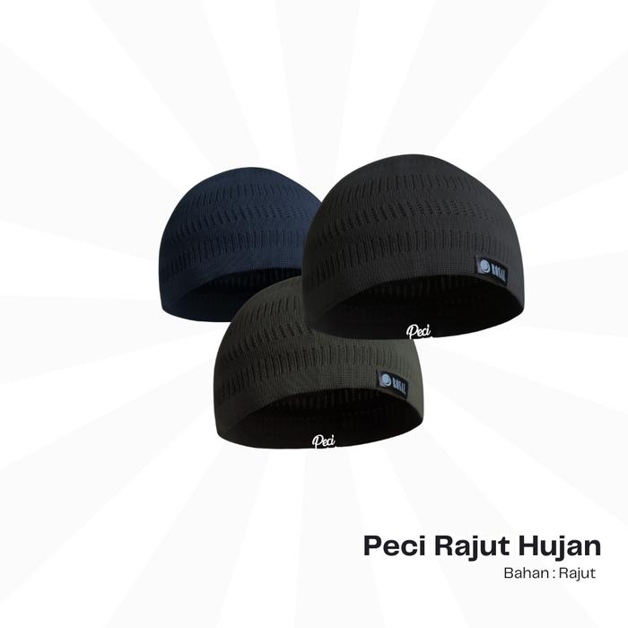 Peci Rajut Hujan ROSAL - Kopiah Songkok Pria Dewasa Ikhwan Polos