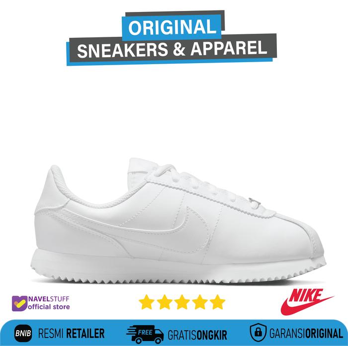 NIKE Cortez Basic SL Triple Full White/White Original Resmi BNIB (GS)