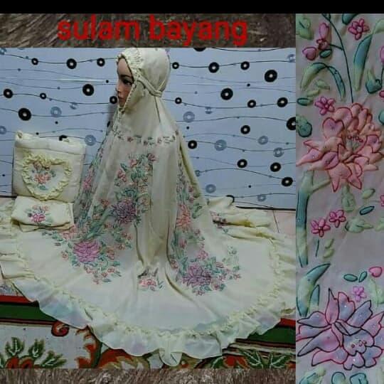 mukena sulam bayang warna - Kuning