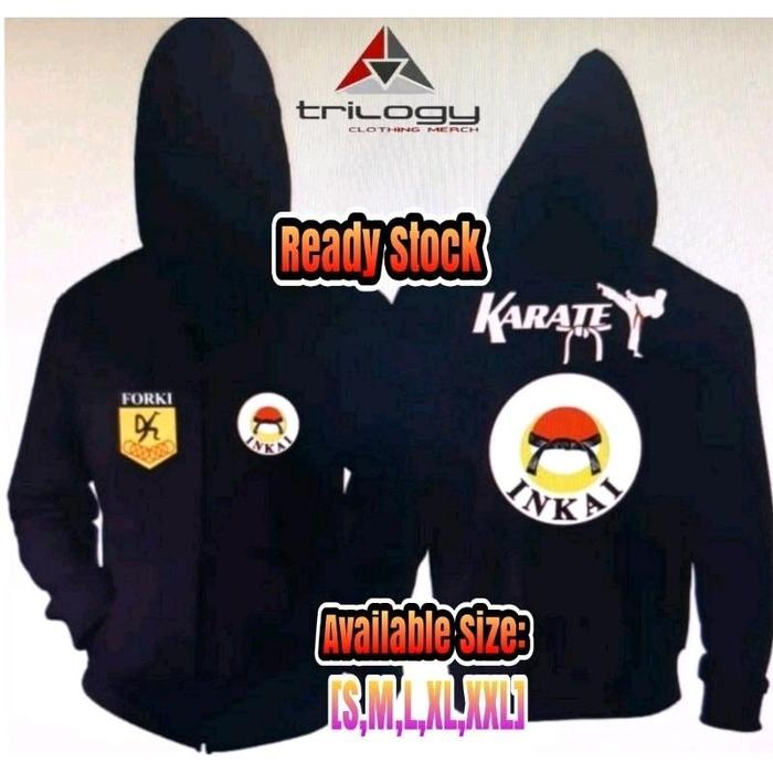 JAKET ZIPPER SLETING HITAM KARATE INKAI LOGO FORKI ~ S-XXL