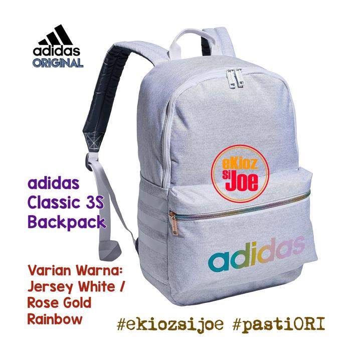 Jastip backpack Adidas Classic 3S Jersey Putih / Rose Gold Rainbow