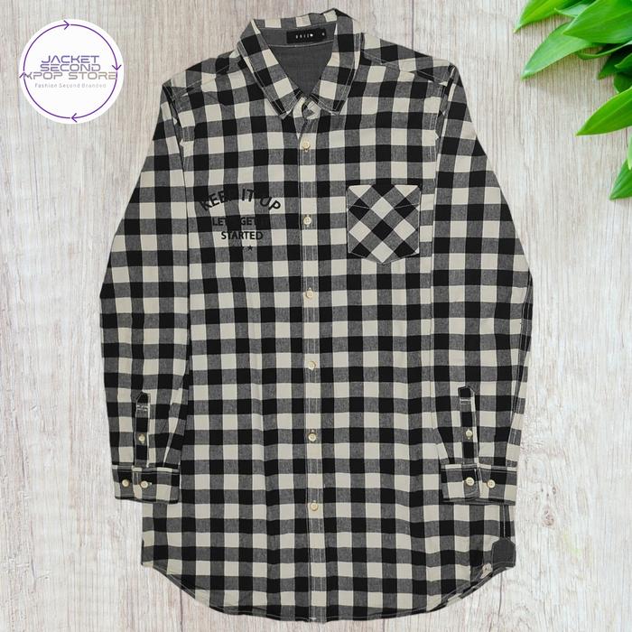 Kemeja Flannel Casual Second Branded UGIZ Grey S a1