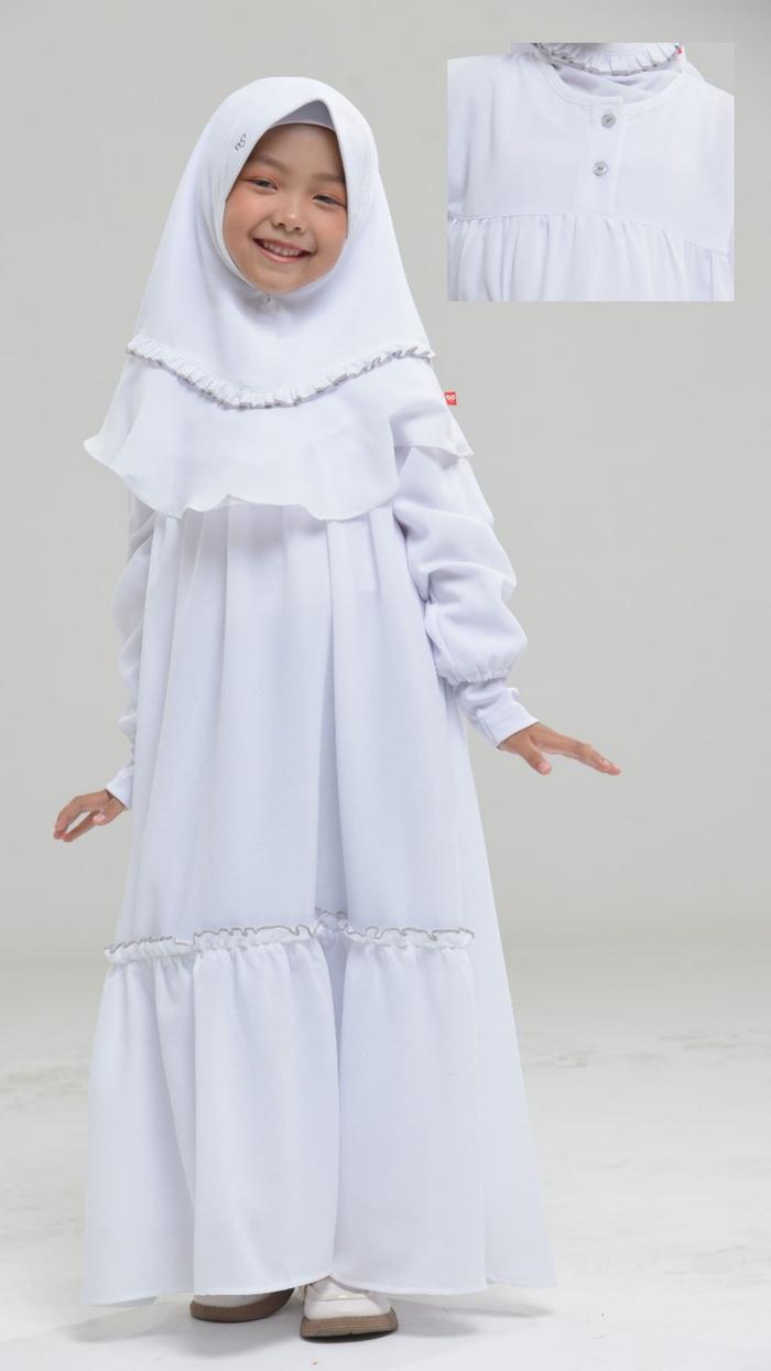 Gamis Syari Set Khimar Anak Putih 1-10Y Bani Batuta Rabbani Ori