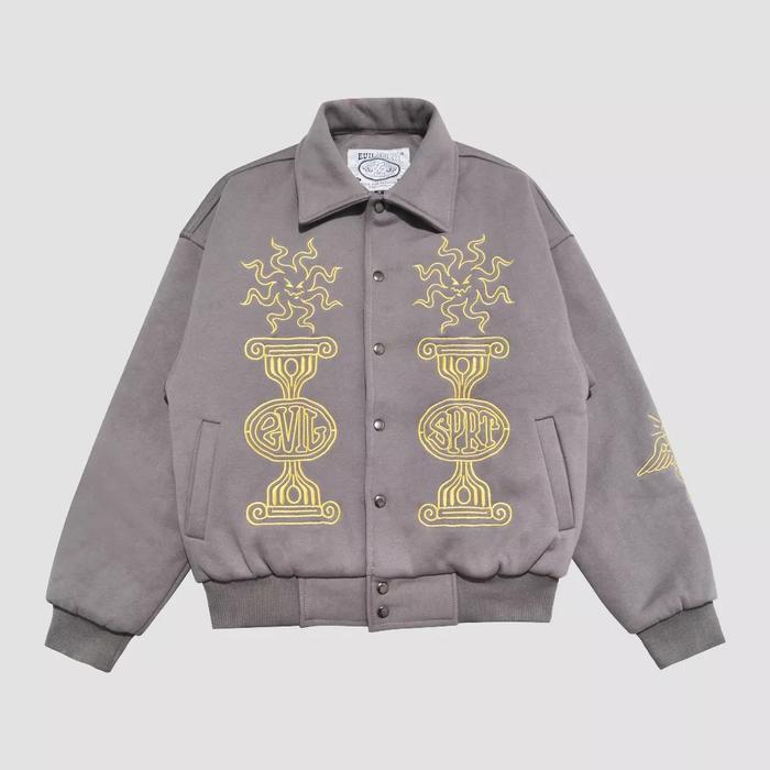 EVILSPIRIT - Jacket Varsity Bristy Grey Unisex - Varsity Jacket