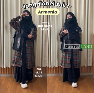 [BARU] Shirt Outer Long Wanita Muslimah Size M L XL Hanya Flanel Saja