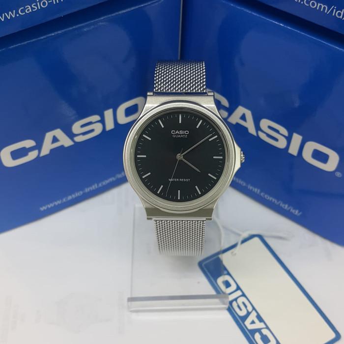 JAM TANGAN PRIA WANITA CASIO ORIGINAL ANALOG SILVER BLACK STAINLESS MQ-24M-1E CASIO MQ 24M 1E CASIO 