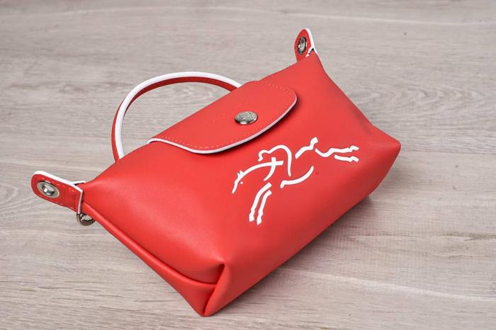 Cuir xtra Pouch embossed Horse With Top Handle Rouge