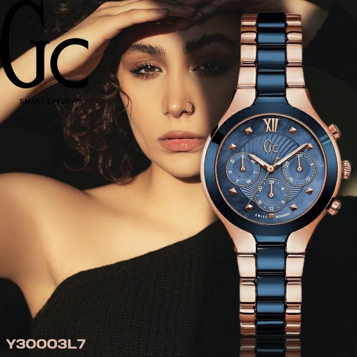 GC Jam Tangan Wanita Collection Y30004L1 Radiance Mewah Stainless Steel Rose Gold Quartz Anti Gores