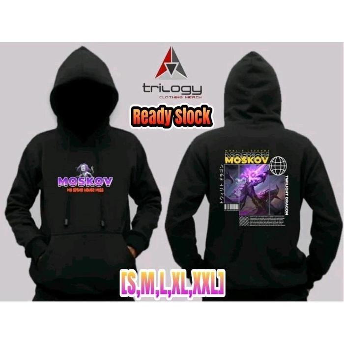 HOODIE JUMPER MOBILE LEGEND ML HERO MOSKOV ~ BLACK