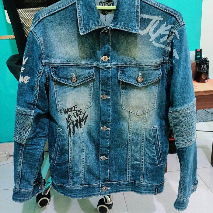 Jaket Motor Keren Pria Kekinian Bahan Denim Premium X8 Slim/Body Fit