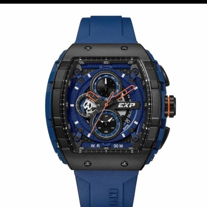 EXP 6782 E6782 E 6782 BLACK BLUE Dial Orange Pria Rubber ORIGINAL