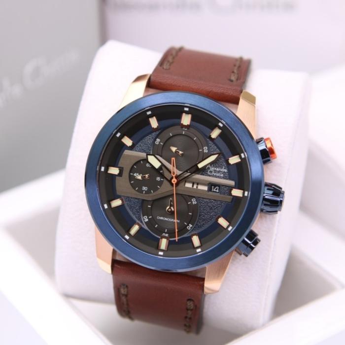ALEXANDRE CHRISTIE AC 6559 ROSEGOLD BLUE AC6559 PRIA ORIGINAL,LEATHER