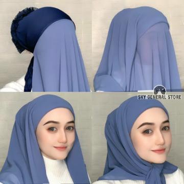 TERBARU! Hijab Segi Empat Instan 2 Layer Polos Dengan Inner Cepol Tali