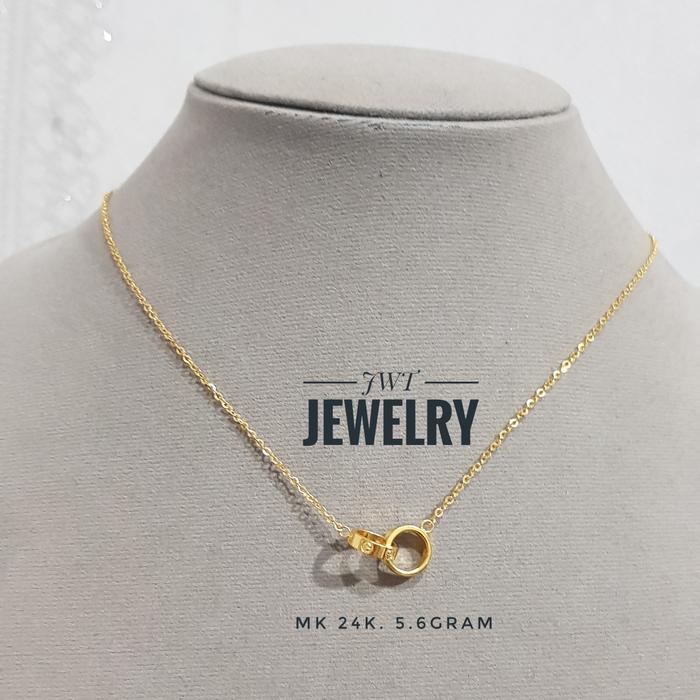 KALUNG KOYE EMAS KUNING INTERLOCK RING CART KADAR 24K 24 KARAT FASHION