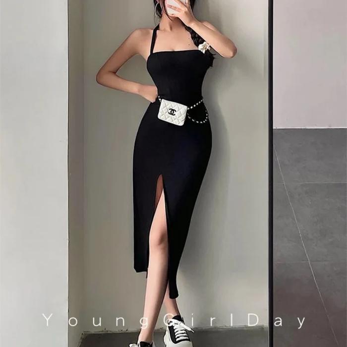 long dress simple sexy fashion korea simple import premium gaun wanita