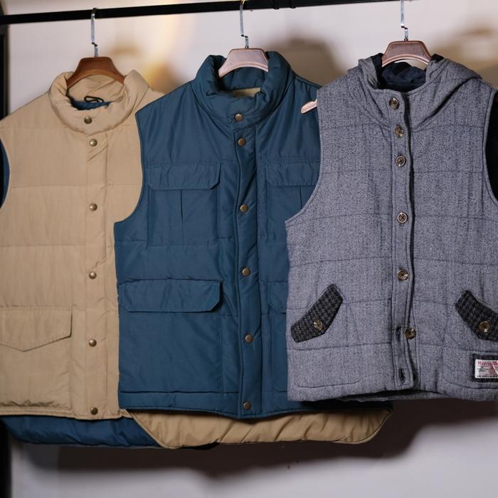 Montbell Down Vest +  Harris Vest + Woolrich Original Made In USA