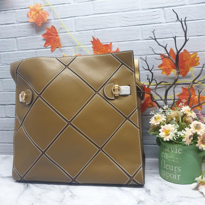 TB Lee Radziwill Diamond Double Bag Bistro Brown