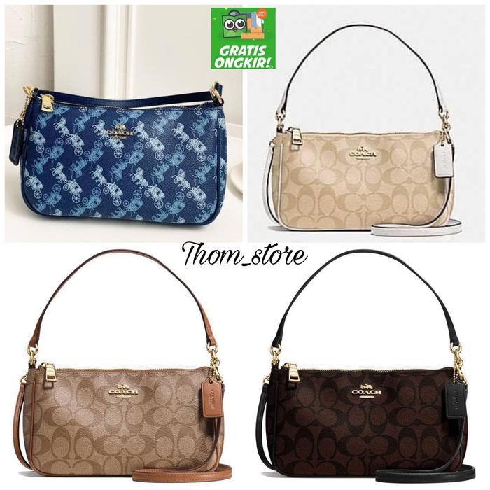 TAS WANITA C H F36674 TOP HANDLE POUCH SHOULDER SLING BAG SIGN CANVAS