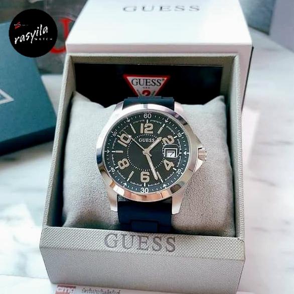 Jam Tangan Pria Guess GW0058G1 Deck Silver Black Silicone Strap