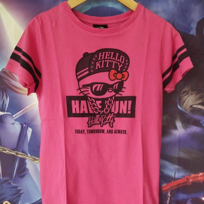 Hello Kitty Pink Ungu Kaos Kartun Original Second Tee Japan Cewek Anak