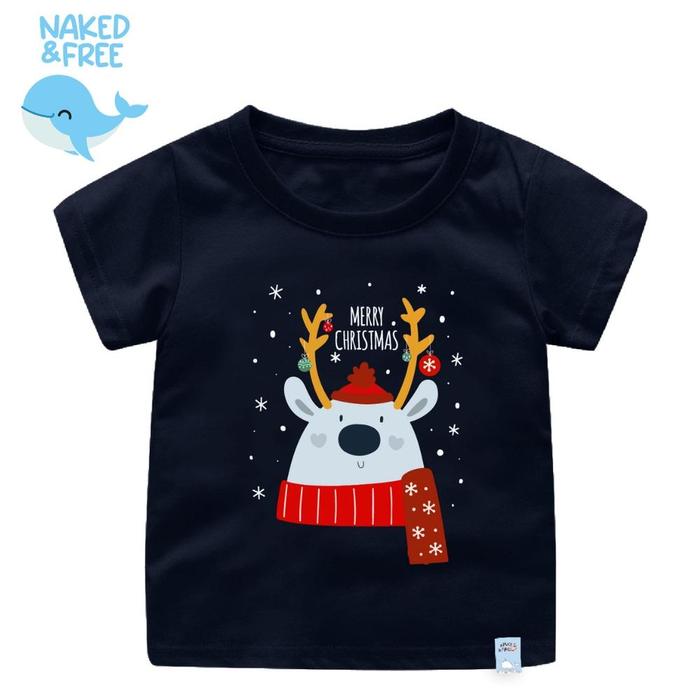 Naked & Free Kaos Anak Natal Merry Bear Christmas Series Bahan Katun