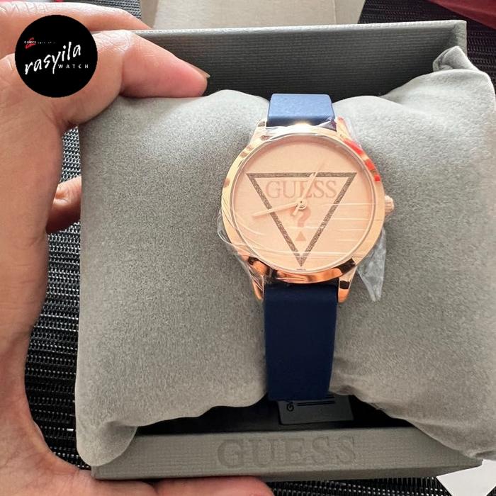 Jam Tangan Wanita Guess GW0453L1 Lolita Rosegold Blue Silicone Strap
