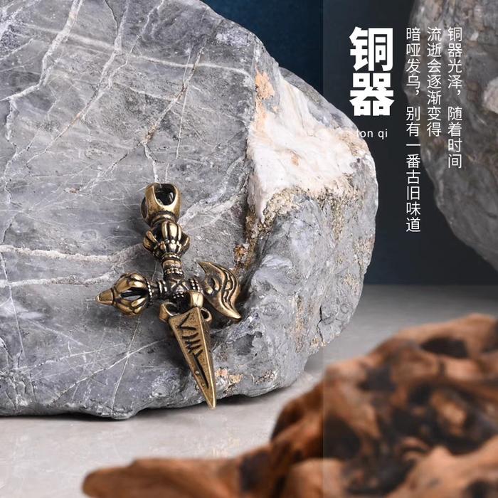 Kalung Liontin Kuningan Tibet Perunggu Vajra Alu Pria Wanita