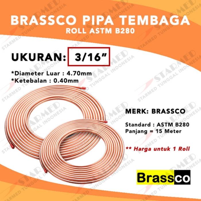 Pipa tembaga roll brassco uk 3/16 inch