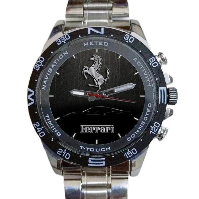 Ferrari Logo art 3 Stainless Jam Tangan Pria Analog Fashion Custom