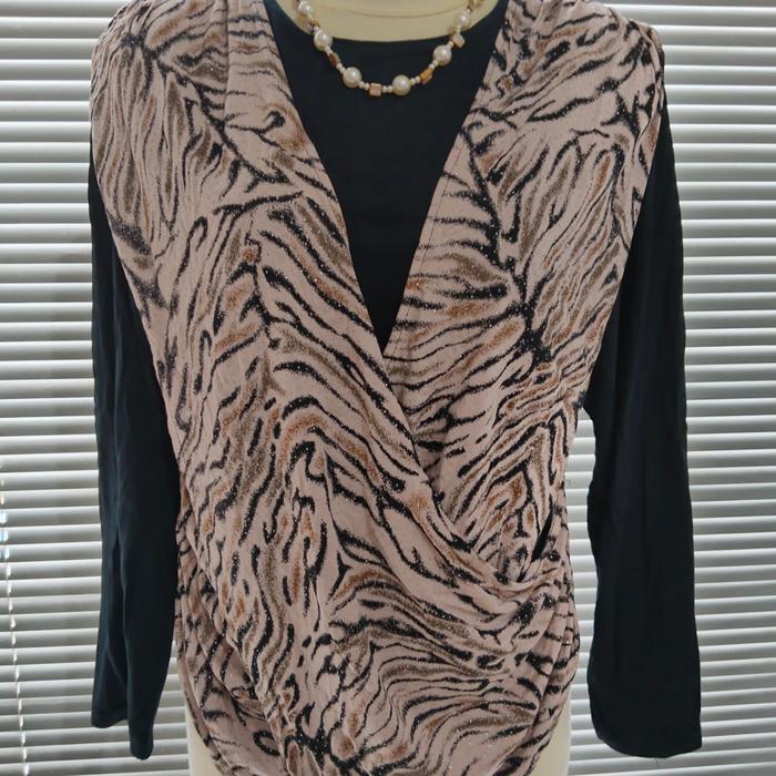 Blouse Wanita Tangan Panjang Rompi Loreng Jadore Size XL (Preloved)