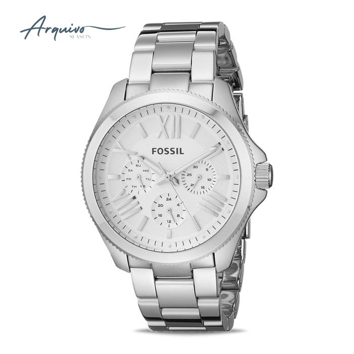 Jam Tangan Fossil Wanita Cecile Chronograph Silver Stainless Steel Mewah Original AM4509