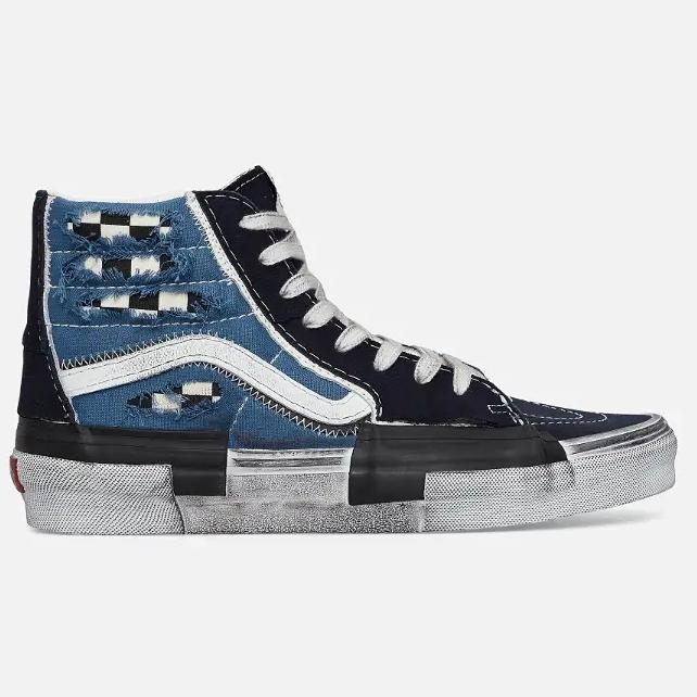 Vans Sk8 Hi Stressed Reconstruct Check Navy ORIGINAL RESMI