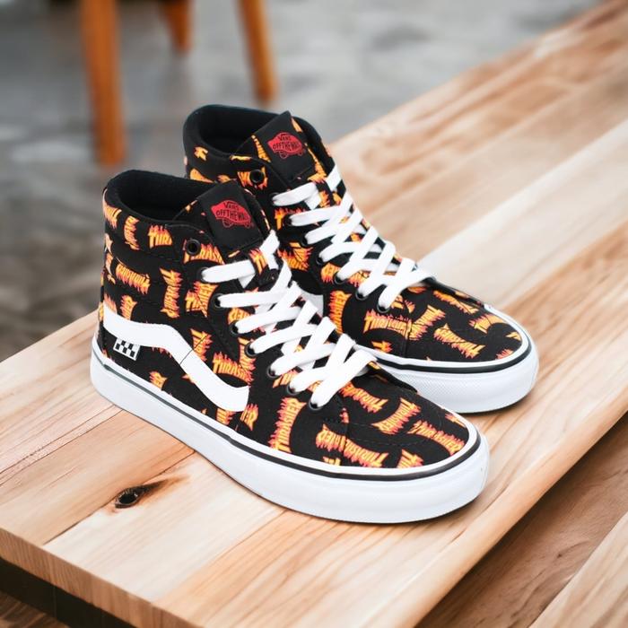 Sepatu Vans SK8 High PRO Skate Thraser Black Multi Original 100%