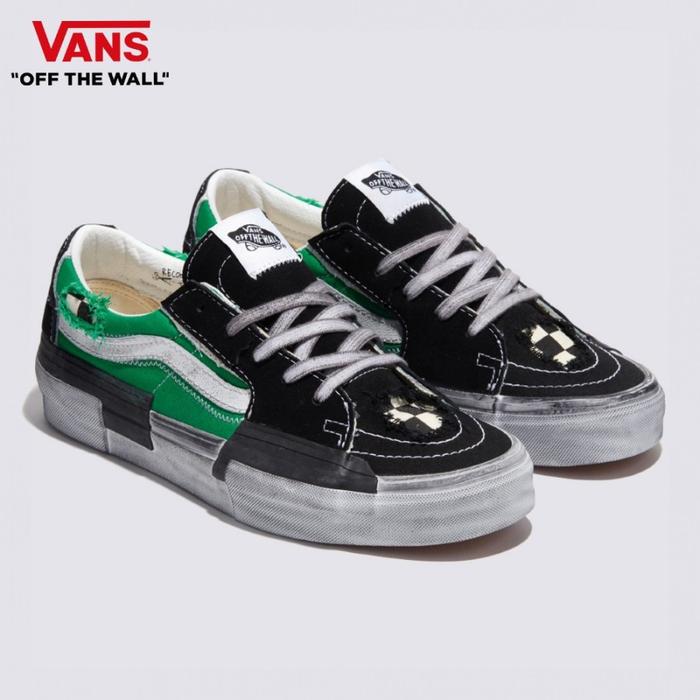 VANS SK8 LOW RECONSTRUCT STRESSED CHECKERBOARD BLACK GREEN ORIGINAL