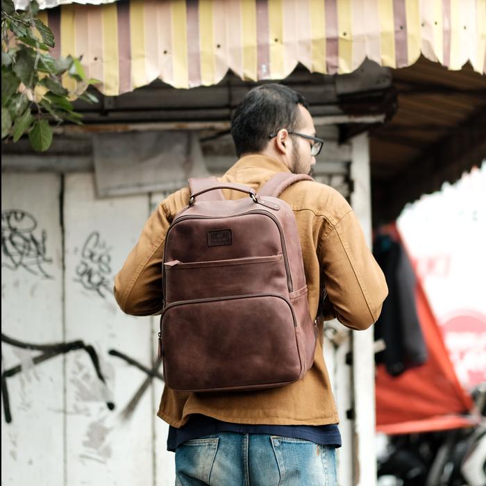 Mahameru Backpack - Tas Gendong Ransel Pria Kekinian Kulit Sapi Asli