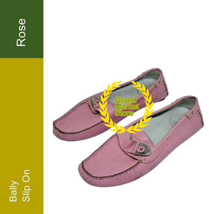 Bresa Rose Calf Grained Bally Slip On Sepatu Flat Shoes Wanita Prelov