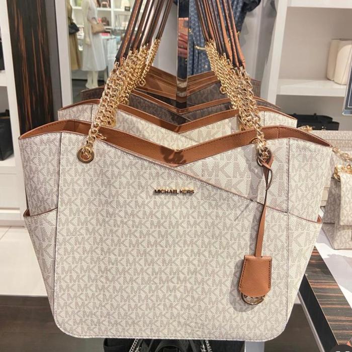 TAS WANITA MK JET SET TRAVEL LARGE CHAIN TOTE VANILLA