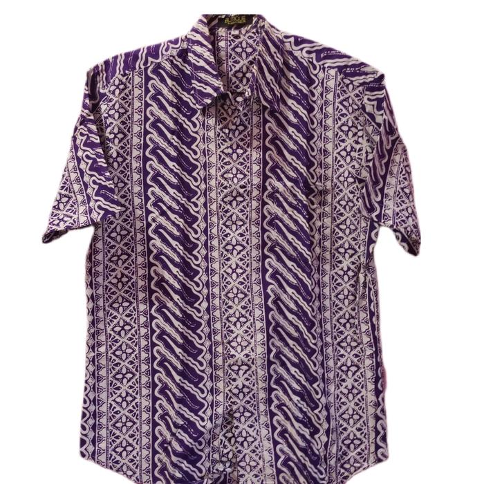 Batik Pria Blitique S/S size L Lereng Kombinasi Ungu Putih